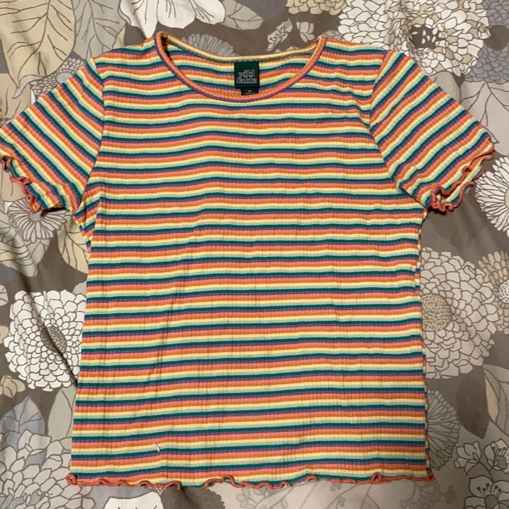 Rainbow striped patterned top